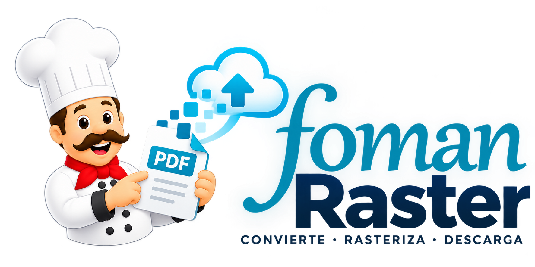 FOMAN Raster con el personaje FOMAN transformando un PDF